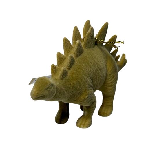 Flocked Stegosaurus Christmas Ornament | Shatter-Resistant Dino Holiday Decor - Picture 3 of 8